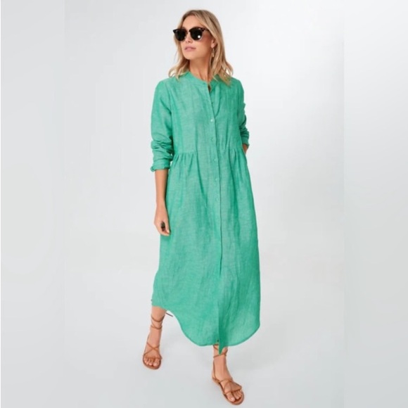 Tuckernuck Dresses & Skirts - Pomander Place by Tuckernuck Sea Green Lydell Maxi Shirt Dress XXL Cotton-Linen